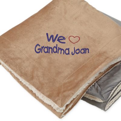 Warm Hearted 50-Inch x 60-Inch Embroidered Sherpa Blanket for Her