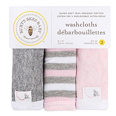 Burt&#39;s Bees Baby&reg; 3-Pack Organic Cotton Washcloths in Blossom. View a larger version of this product image.