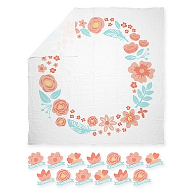 Pearhead&reg; Watch Me Grow Floral Muslin Photo Blanket. View a larger version of this product image.
