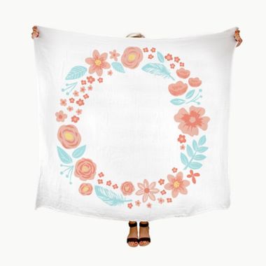 Pearhead&reg; Watch Me Grow Floral Muslin Photo Blanket. View a larger version of this product image.