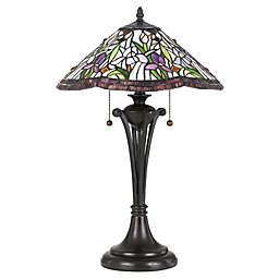Quoizel Tiffany White Valley 2-Light Table Lamp in Vintage Bronze