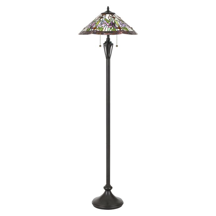 Quoizel Tiffany White Valley 2 Light Floor Lamp In Vintage Bronze