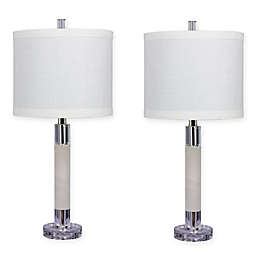 Fangio Lighting Marble Table Lamps in Clear/White (Set of 2)