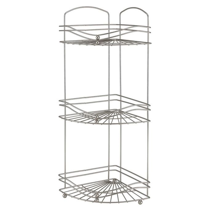 Bath Bliss 3Tier Ocean Wave Corner Shower Rack in Satin Bed Bath
