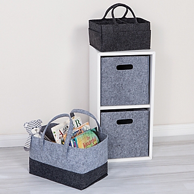 Sammy &amp; Lou Felt Essential Storage Tote in Light Grey/Dark Grey. View a larger version of this product image.