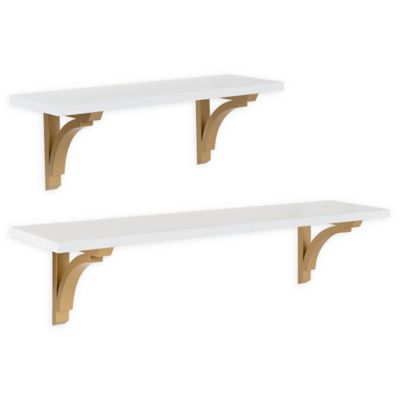 Kate and Laurel Corblynd Wall Shelf in White/Gold