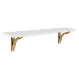 Kate and Laurel 36-Inch Corblynd Wall Shelf in White/Gold