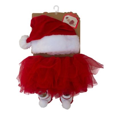 Elly &amp; Emmy 3-Piece Holiday Tutu, Headband, and Bootie Set in Red