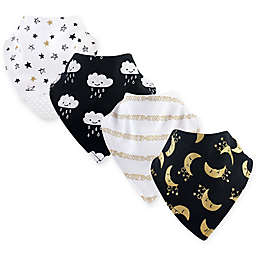 Yoga Sprout 4-Pack Moon Bandana Bib With Teether in Yellow