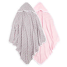 Burt's Bees Baby® 2-Pack Organic Cotton Knit Terry Hooded Towels in Pink/Stripes