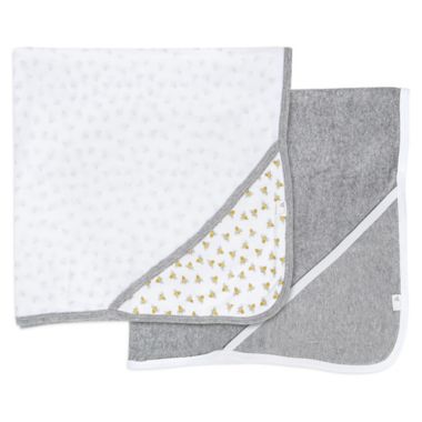 Burt's Bees Baby&reg; 2-Pack Hooded Towels in Cloud. View a larger version of this product image.