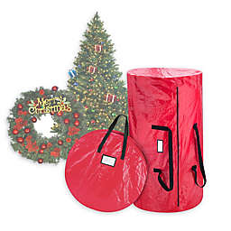 Elf Stor 2-Piece Wreath Storage Bag and Christmas Tree Storage Bag Set in Red