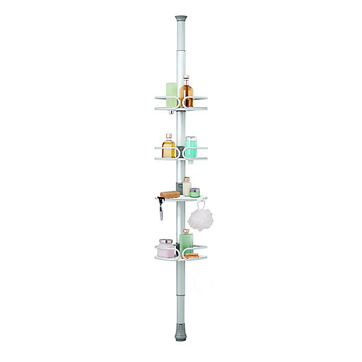 Alternate image 1 for OXO 4-Tier Anodized Aluminum Tension Pole Shower Caddy