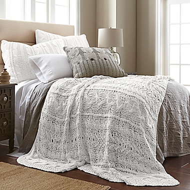 Amity Home Cable Knit Queen Coverlet in White. View a larger version of this product image.