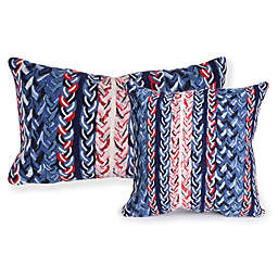 Liora Manne Visions Braided Stripe Indoor/Outdoor Throw Pillow in Navy