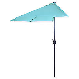 Pure Garden 9-Foot Half Round Aluminum Market Umbrella in Blue