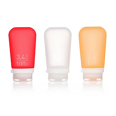 Humangear&reg; GoToob&reg; 3-Pack 3 oz. Squeezable Travel Tube in Clear/Red/Orange. View a larger version of this product image.