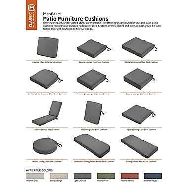Classic Accessories&reg; Montlake&trade; Fadesafe Square Patio Lounge Seat Cushion in Charcoal. View a larger version of this product image.