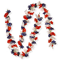 National Tree Company 2-Pack 6-Foot Patriotic Hydrangea Garland in Red/White/Blue