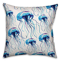 Designs Direct Jellyfish Swarm Square Outdoor Throw Pillow in Blue