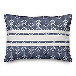 Designs Direct Stripes and Leaves Oblong Outdoor Throw Pillow in Navy/White