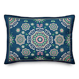 Designs Direct Mandala Oblong Outdoor Throw Pillow in Blue