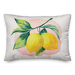 Designs Direct Summer Lemons Oblong Outdoor Throw Pillow in Yellow/White