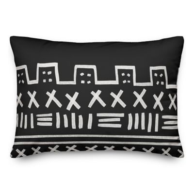 Designs Direct Tribal Oblong Outdoor Throw Pillow in Black/White