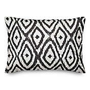 Designs Direct Ikat Diamonds Oblong Outdoor Throw Pillow in Black/White