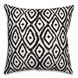 Designs Direct Ikat Diamonds Square Outdoor Throw Pillow in Black/White