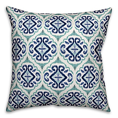 Designs Direct Watercolor Medallion Indoor/Outdoor Square Throw Pillow in Turquoise/Blue. View a larger version of this product image.