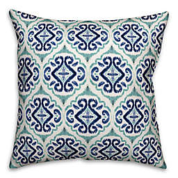 Designs Direct Watercolor Medallion Indoor/Outdoor Square Throw Pillow in Turquoise/Blue