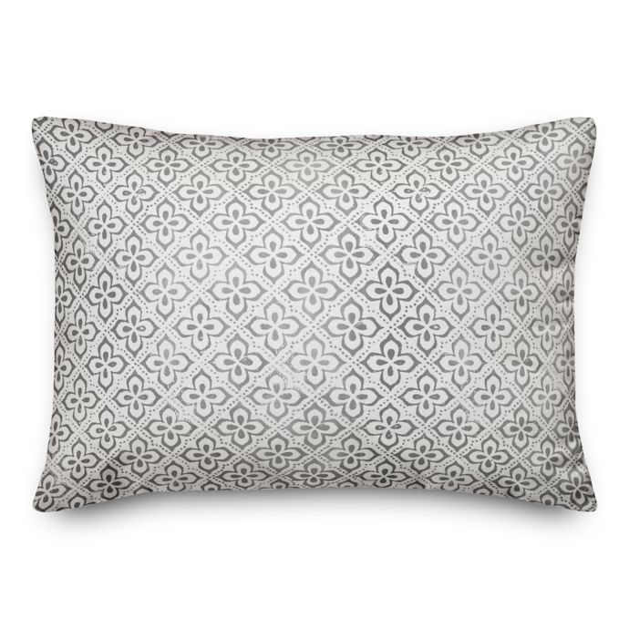 Designs Direct Faded Indoor/Outdoor Oblong Throw Pillow in Grey Bed
