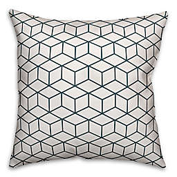 Designs Direct Cube Indoor/Outdoor Square Throw Pillow in Blue/White