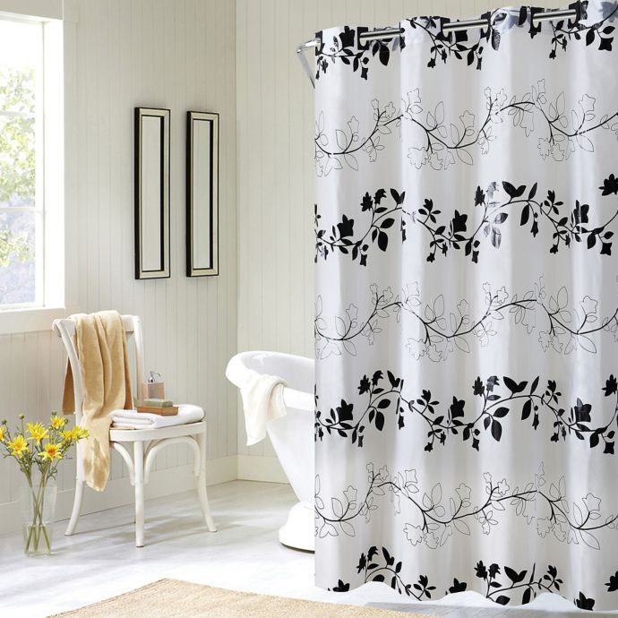 Hookless Floral Shower Curtain In Black White Bed Bath Beyond