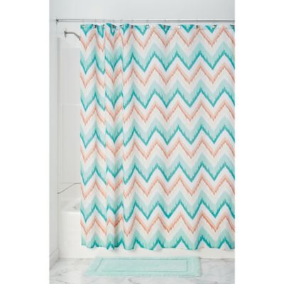 coral color shower curtain