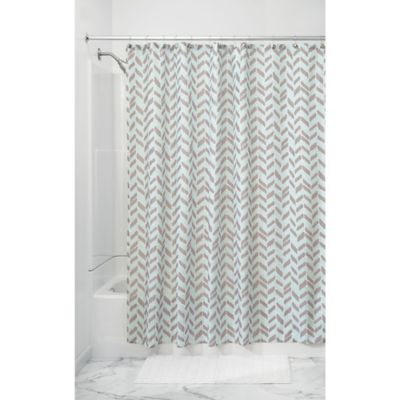 Chocolate InterDesign Forma Ribbed Fabric Shower Curtain 