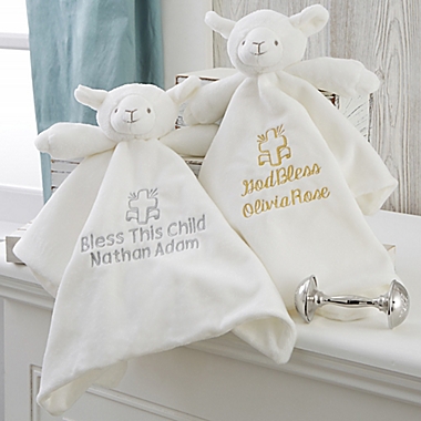 Christening Lamb Blankie in White. View a larger version of this product image.