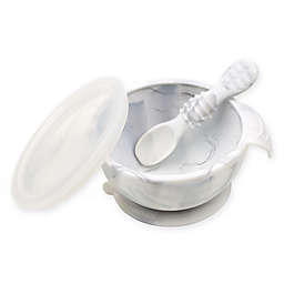 Bumkins® Silicone First Feeding Set with Lid & Spoon in Marble
