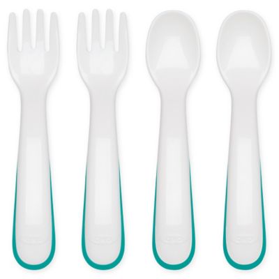 OXO Tot&reg; 4-Piece Fork and Spoon Set in Teal