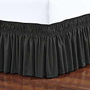 Elegant Comfort Wraparound Ruffle Full Bed Skirt in Black