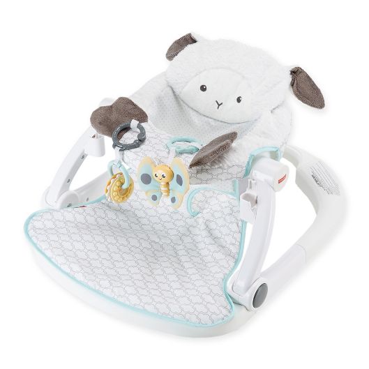 Fisher Price Lamb Sit Me Up Floor Seat With Tray In White Teal Bed Bath Beyond