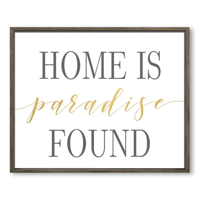 Home Is Paradise 20-Inch x 16-Inch Framed Wall Art | Bed Bath & Beyond