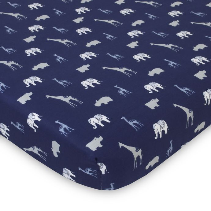 Nojo Serendipity Mix And Match Animal Fitted Crib Sheet In Navy