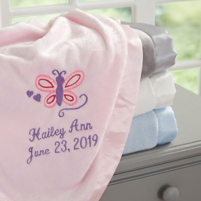 Butterfly Embroidered Baby Blanket