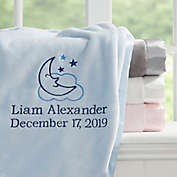 Moon &amp; Stars Embroidered Baby Boy Blanket