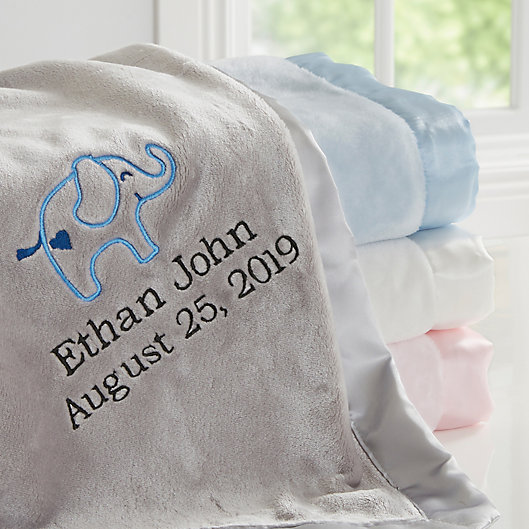 PERSONALISED blanket and comforter gift set Elephant 3 colors NEW 2020
