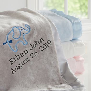 Elephant Embroidered Baby Blanket. View a larger version of this product image.