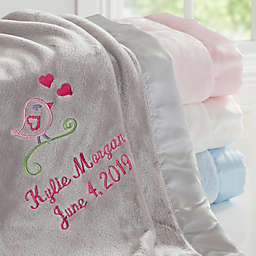 Sweet Bird Embroidered Baby Blanket