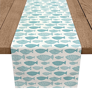 Designs Direct School of Fish 72-Inch Table Runner in Teal. View a larger version of this product image.